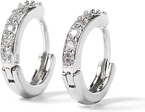 18K Gold Plated Silver Huggie Hoop Earrings for Women – Classic Small Hoop Design with Sparkling Cubic Zirconia Stones in Saudi Arabia