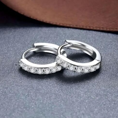 18K Gold Plated Silver Huggie Hoop Earrings for Women – Classic Small Hoop Design with Sparkling Cubic Zirconia Stones in Saudi Arabia