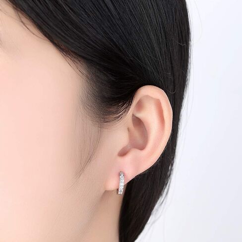 18K Gold Plated Silver Huggie Hoop Earrings for Women – Classic Small Hoop Design with Sparkling Cubic Zirconia Stones in Saudi Arabia