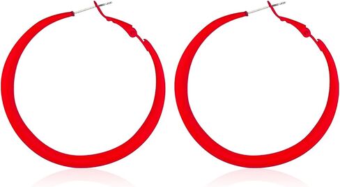 QUPENGXU بيان أقراط هوب ملونة للنساء 80s 90s نيون ماتي كبيرة حلقة دائرية القرط للنساء in Kuwait