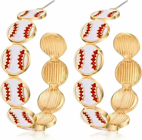 Fashion Baseball Drop Earrings Lightweight Gold Hoop Sports Jewelry Accessories for Women, Game Day Party Team Gifts in Saudi Arabia