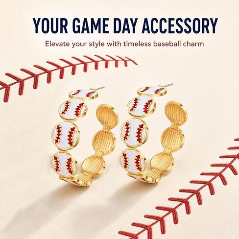 Fashion Baseball Drop Earrings Lightweight Gold Hoop Sports Jewelry Accessories for Women, Game Day Party Team Gifts in Saudi Arabia