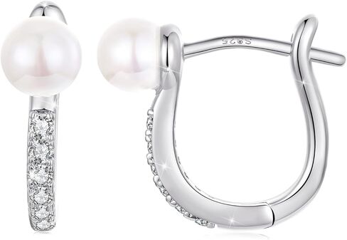 Silver Plated Hoop Earrings for Women Infinity Angel Feather Pearl Turquoise Cross Star Huggie Ear Buckles Hypoallergenic Posts Dainty Jewelry Gift in Saudi Arabia