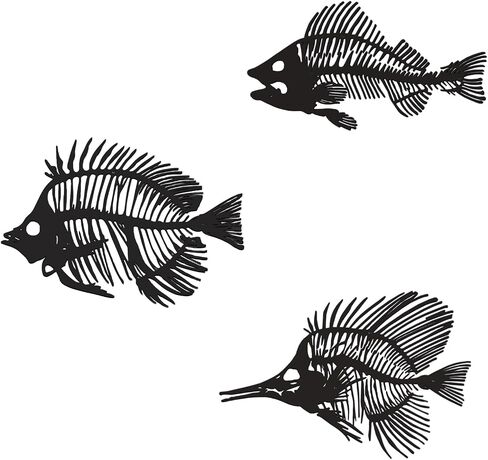 Bnesi Nautical Wall Decor Skeleton Fish Wall Art Fish Wall Decor for Coastal Beach House Decor Unique Nautical Wall Art for Living Room Bedroom Ocean Themed Home Decoration (Small) in Saudi Arabia