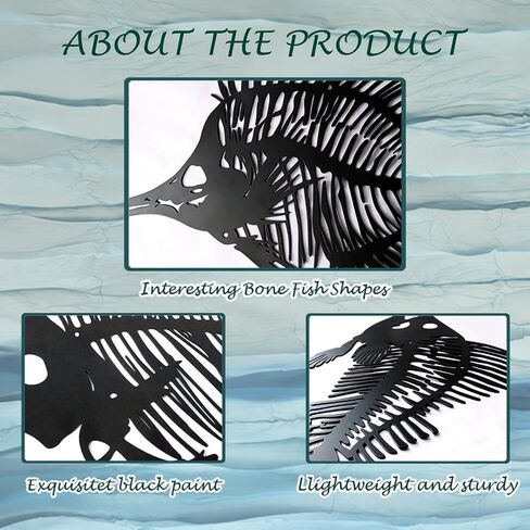 Bnesi Nautical Wall Decor Skeleton Fish Wall Art Fish Wall Decor for Coastal Beach House Decor Unique Nautical Wall Art for Living Room Bedroom Ocean Themed Home Decoration (Small) in Saudi Arabia