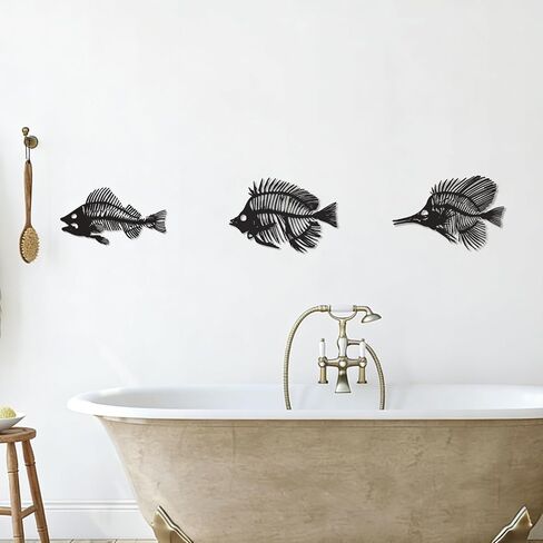 Bnesi Nautical Wall Decor Skeleton Fish Wall Art Fish Wall Decor for Coastal Beach House Decor Unique Nautical Wall Art for Living Room Bedroom Ocean Themed Home Decoration (Small) in Saudi Arabia