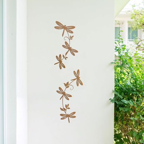 PRIMESTL Rust-Finish Dragonfly Wall Sculpture - Handcrafted Metal Garden Art Decor, Unique Gift for Women, Home and Outdoor Decoration in Saudi Arabia
