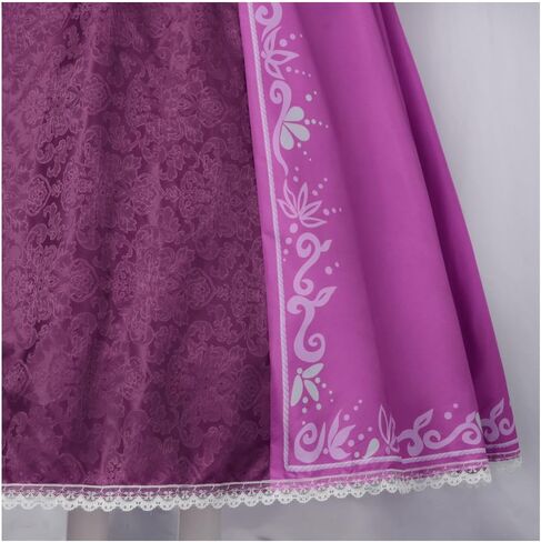 Women’s Rapunzel Costume Princess Dress Purple Lepe Tops Skirt Braided Wig with Necklace Halloween Cosplay Dress up in Kuwait