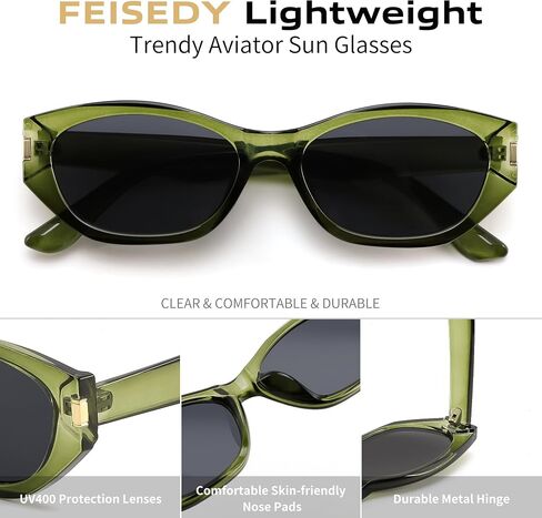 FEISEDY ريترو عين القط النظارات الشمسية للنساء الكلاسيكية 90s موضة Cateye نظارات شمسية UV400 ظلال عصرية إطار مكتنزة B0418 in Kuwait
