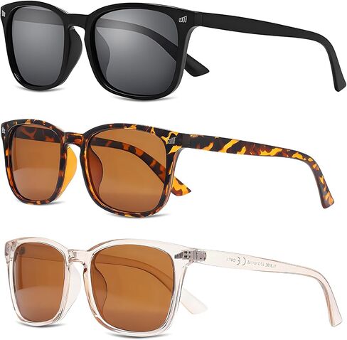 JATEBI 3 Pack Polarized Sunglasses for Men and Women Glare Reduction Color Mirror Lens UV Protection for Driving Outdoor in Kuwait