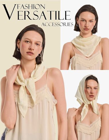 PULI Women Boho Headscarf Crochet Neck Scarf Lightweight Triangle Scarf Versatile Fashion Accessories Coquette Aesthetic in Saudi Arabia