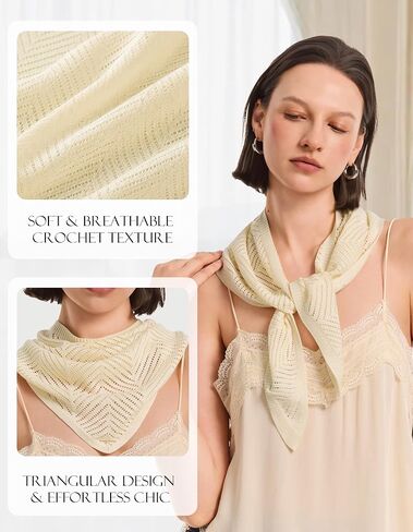 PULI Women Boho Headscarf Crochet Neck Scarf Lightweight Triangle Scarf Versatile Fashion Accessories Coquette Aesthetic in Saudi Arabia