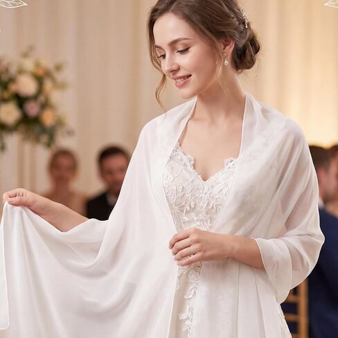Bridal Neck Scarf Long, 118'' Wedding Chiffon White Shawl, Minimalist Tulle Chiffon Scarf, Bride Neck Shawl for Wedding Evening Ceremony in Saudi Arabia
