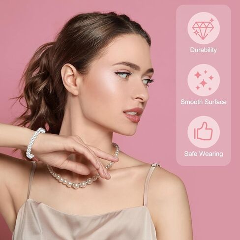PATIKIL Pearl Bracelets for Women, Stackable Faux Pearl Beads Stretch Bracelet for Lady Bridal Wedding Party Gifts in Kuwait