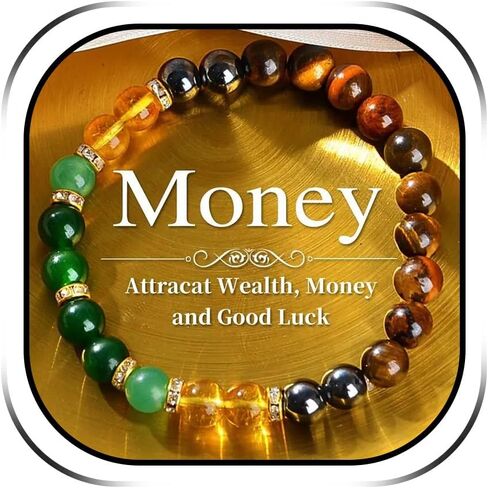 Money Bracelet for Women Men Money Attraction Bracelet Tigers Eye Beaded Stretch Bracelets Wealth Attraction Prosperity Good Luck Feng Shui Crystal Beaded Bracelets Birthday Trendy Jewelry Gift in Saudi Arabia
