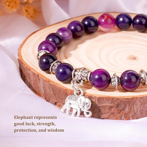 4Pcs Elephant Bracelet for Women, Natural Healing Stone Adjustable Elephant Bracelet Elephants Gifts Motivational Feel Better Gift Encouragement Inspirational Gift for Woman Mothers Day Graduation in Saudi Arabia
