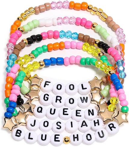 AICase لهدايا Josiah Queen Merch أساور مستوحاة من 5 قطع قابلة للتكديس، أساور الصداقة مطرزة بالخرز، ملابس الحفلة الموسيقية، ملصق من الفينيل على شكل جبل صهيون، هدايا للبضائع لمحبي النساء في أعياد الميلاد in Kuwait