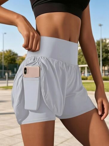 Women's Athletic Shorts High Waisted with Hidden Pocket, Lightweight Skort Style for Sport Casual in Kuwait