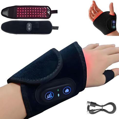 Kovarias Therawrap for Carpal Tunnel,LED Red Light Wrap with 3 Heat Settings,660nm & 850nm Infrared Light Wrist Heating Pad,Cordless Wrist Wrap for Carpal Tunnel,Soothing, Relaxing (Black) in Kuwait