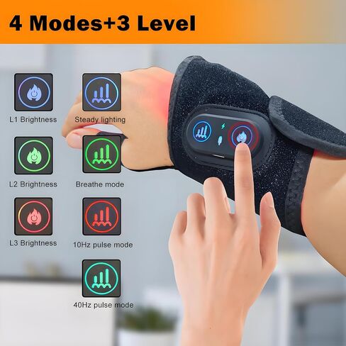 Kovarias Therawrap for Carpal Tunnel,LED Red Light Wrap with 3 Heat Settings,660nm & 850nm Infrared Light Wrist Heating Pad,Cordless Wrist Wrap for Carpal Tunnel,Soothing, Relaxing (Black) in Kuwait
