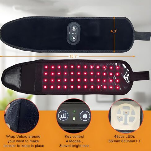 Kovarias Therawrap for Carpal Tunnel,LED Red Light Wrap with 3 Heat Settings,660nm & 850nm Infrared Light Wrist Heating Pad,Cordless Wrist Wrap for Carpal Tunnel,Soothing, Relaxing (Black) in Kuwait