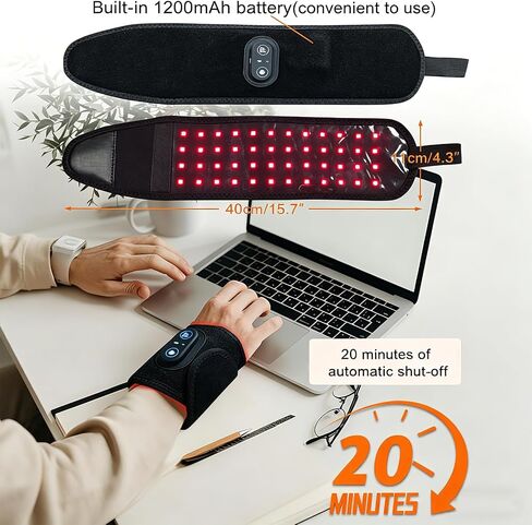 Kovarias Therawrap for Carpal Tunnel,LED Red Light Wrap with 3 Heat Settings,660nm & 850nm Infrared Light Wrist Heating Pad,Cordless Wrist Wrap for Carpal Tunnel,Soothing, Relaxing (Black) in Kuwait