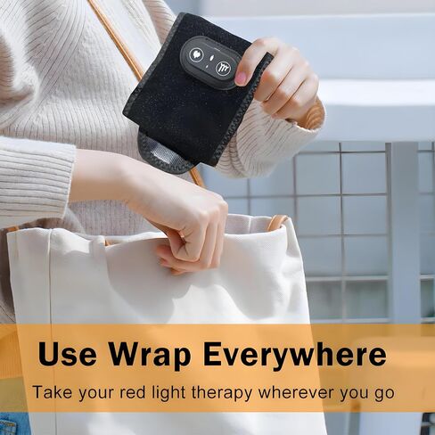 Kovarias Therawrap for Carpal Tunnel,LED Red Light Wrap with 3 Heat Settings,660nm & 850nm Infrared Light Wrist Heating Pad,Cordless Wrist Wrap for Carpal Tunnel,Soothing, Relaxing (Black) in Kuwait