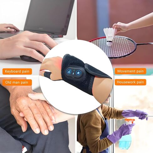 Kovarias Therawrap for Carpal Tunnel,LED Red Light Wrap with 3 Heat Settings,660nm & 850nm Infrared Light Wrist Heating Pad,Cordless Wrist Wrap for Carpal Tunnel,Soothing, Relaxing (Black) in Kuwait