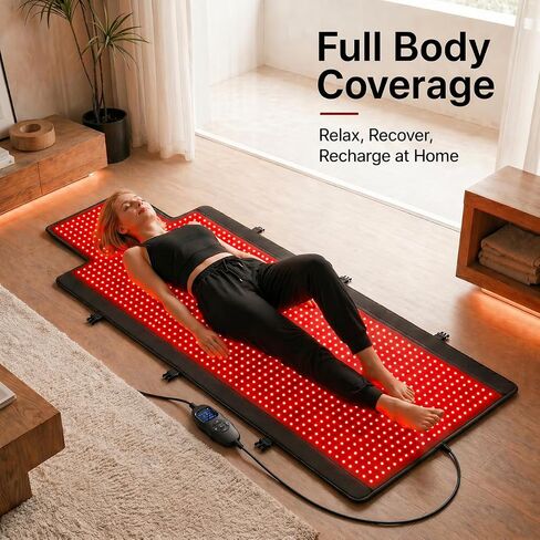 Full Body Red Light Therapy Mat for Pain Relief & Recovery, FSA&HSA Eligible, 75"x35" Infrared Light Therapy Blanket with 2600 LEDs (660nm & 850nm), Improve Sleep, Muscle & Joint Relief, Home Use in Saudi Arabia