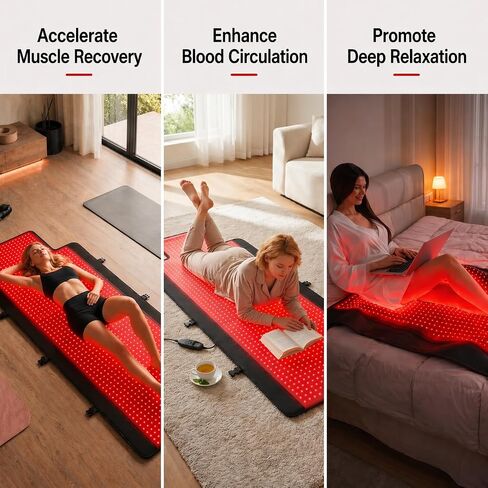Full Body Red Light Therapy Mat for Pain Relief & Recovery, FSA&HSA Eligible, 75"x35" Infrared Light Therapy Blanket with 2600 LEDs (660nm & 850nm), Improve Sleep, Muscle & Joint Relief, Home Use in Saudi Arabia