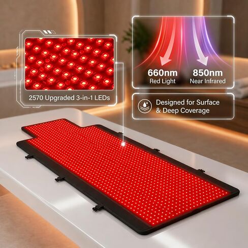 Full Body Red Light Therapy Mat for Pain Relief & Recovery, FSA&HSA Eligible, 75"x35" Infrared Light Therapy Blanket with 2600 LEDs (660nm & 850nm), Improve Sleep, Muscle & Joint Relief, Home Use in Saudi Arabia