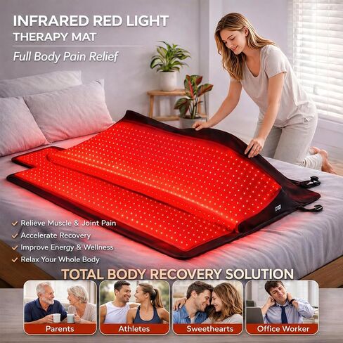 Full Body Red Light Therapy Mat for Pain Relief & Recovery, FSA&HSA Eligible, 75"x35" Infrared Light Therapy Blanket with 2600 LEDs (660nm & 850nm), Improve Sleep, Muscle & Joint Relief, Home Use in Saudi Arabia