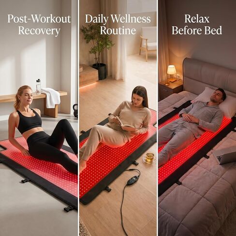 Full Body Red Light Therapy Mat for Pain Relief & Recovery, FSA&HSA Eligible, 75"x35" Infrared Light Therapy Blanket with 2600 LEDs (660nm & 850nm), Improve Sleep, Muscle & Joint Relief, Home Use in Saudi Arabia