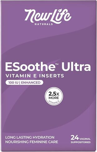 NewLife Naturals ESoothe Ultra Vitamin E Suppositories for Women 100 IU 2.5X More– Vaginal Dryness & Moisture Support – Hormone-Free – 24 Vaginal Suppositories, Made in USA -30 Day + Supply in Saudi Arabia