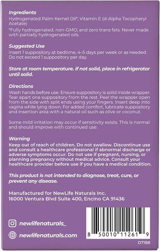 NewLife Naturals ESoothe Ultra Vitamin E Suppositories for Women 100 IU 2.5X More– Vaginal Dryness & Moisture Support – Hormone-Free – 24 Vaginal Suppositories, Made in USA -30 Day + Supply in Saudi Arabia