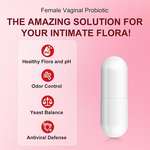 Vaginal Probiotic Supplement - Supports Healthy Vaginal pH, Fresh Odor & Balanced Flora for Women, Urinary Tract Health with Prebiotics & Lactobacillus Probiotic Blend - 20 Billion CFU in Kuwait