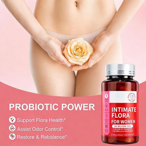 Vaginal Probiotic Supplement - Supports Healthy Vaginal pH, Fresh Odor & Balanced Flora for Women, Urinary Tract Health with Prebiotics & Lactobacillus Probiotic Blend - 20 Billion CFU in Kuwait