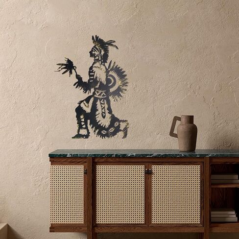 Slagindeco Metal Native american Decor For Wall 13.9 x 9.9 inches, Matte Frosted Native American Wall Art, Southwest Native American Dancer Antique Painting in Saudi Arabia