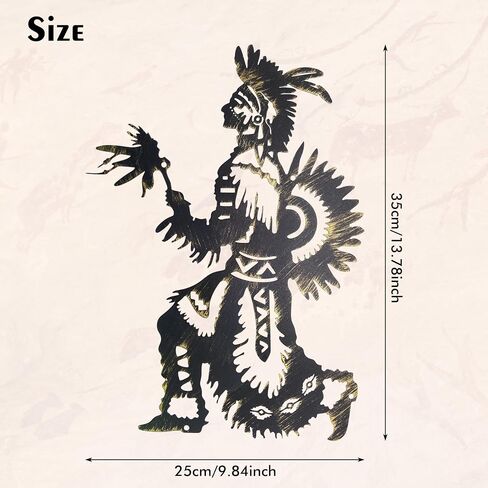 Slagindeco Metal Native american Decor For Wall 13.9 x 9.9 inches, Matte Frosted Native American Wall Art, Southwest Native American Dancer Antique Painting in Saudi Arabia