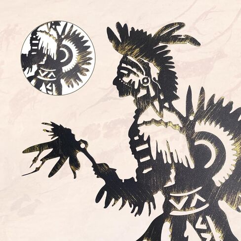 Slagindeco Metal Native american Decor For Wall 13.9 x 9.9 inches, Matte Frosted Native American Wall Art, Southwest Native American Dancer Antique Painting in Saudi Arabia