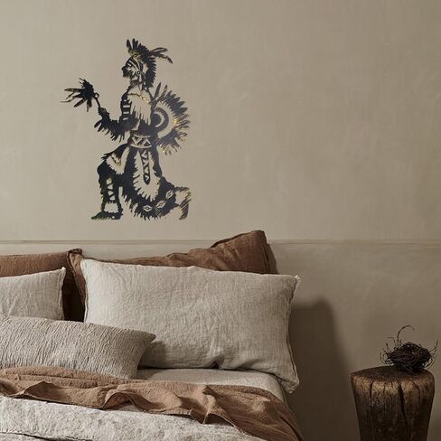 Slagindeco Metal Native american Decor For Wall 13.9 x 9.9 inches, Matte Frosted Native American Wall Art, Southwest Native American Dancer Antique Painting in Saudi Arabia
