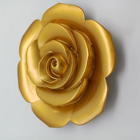 MCCXXII Golden 3D Flower Wall Decor - Shimmering Plastic Sunflower Shape Art with Hook for Home Indoor Outdoor Garden Decoration (25x24.5x3.1cm)(9.8"x9.6"x1.2") in Saudi Arabia