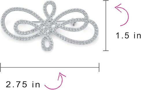 Bling Jewelry Bridal Elegant Large Statement Swirl Pave Cubic Zirconia Art Deco Vintage Style Fashion Infinity Brooch Pin For Women Silver Plated in Kuwait