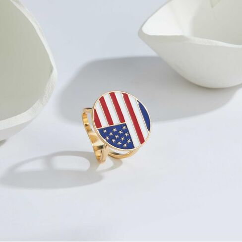 American Flag Silk Scarf Clip for Women Minimalist Wide Band Statement Holder Buckle Wrap USA Shawl Scarves Clasp Dress Accessories Unique 4th of July Independence Day Jewelry Women's Patriotic Fashion in Kuwait