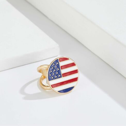 American Flag Silk Scarf Clip for Women Minimalist Wide Band Statement Holder Buckle Wrap USA Shawl Scarves Clasp Dress Accessories Unique 4th of July Independence Day Jewelry Women's Patriotic Fashion in Kuwait