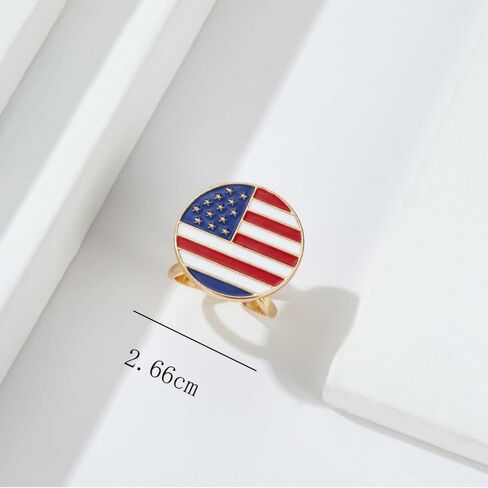 American Flag Silk Scarf Clip for Women Minimalist Wide Band Statement Holder Buckle Wrap USA Shawl Scarves Clasp Dress Accessories Unique 4th of July Independence Day Jewelry Women's Patriotic Fashion in Kuwait