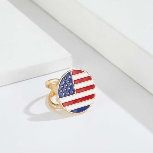American Flag Silk Scarf Clip for Women Minimalist Wide Band Statement Holder Buckle Wrap USA Shawl Scarves Clasp Dress Accessories Unique 4th of July Independence Day Jewelry Women's Patriotic Fashion in Kuwait