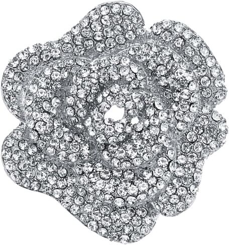 Rhinestone Rose Brooch Pin for Women Girls,Crystal Big Blossom Flower Lapel Pins,Silver Flower Brooch Pins Rhinestone Jewelry Pin for DIY Bridal Wedding Bouquet Bridesmaid Jewelry in Kuwait