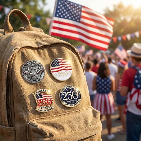 4 Pcs 250th Anniversary Pins Set USA Birthday 250 Year Birthday Commemorative Enamel Lapel Pins with The Liberty Bell and US Flag Brooch for Patriot Independence Day Gifts Memorabilia in Kuwait