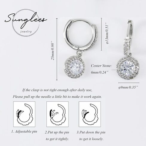 White Gold Plated Cartilage Earlobe Huggie Hoop Earring With Charm Cz Paved Cuff Dangle Round Hoop Drop Dainty Minimalist Pierced Eearring for Women in Saudi Arabia